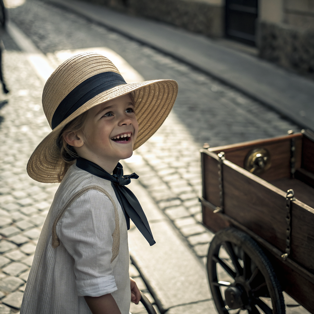 Bambino con cappello vintage